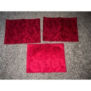 3‎ Red cotton/ polyester placemats